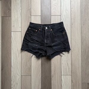 Levi’s Black Distressed Denim Shorts